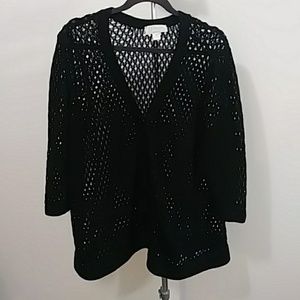 C.J. Banks Loose Knit Black Cardigan Size 2X